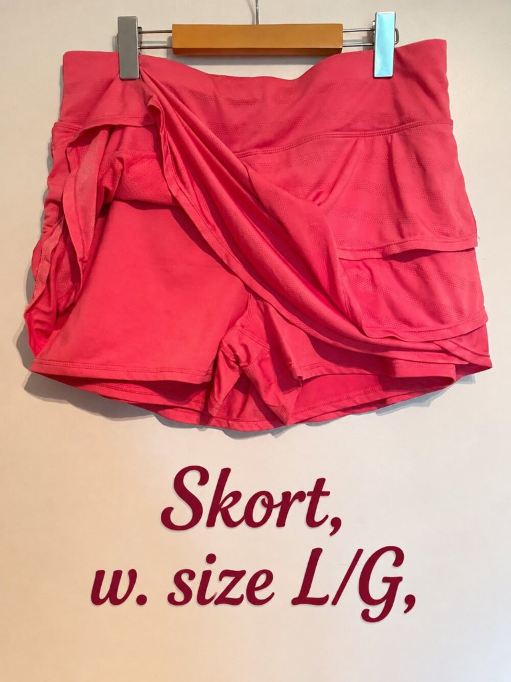ACX Active Skort Coral Pink Ruffle Athletic  Built-In Shorts Tennis w. sz. LARGE